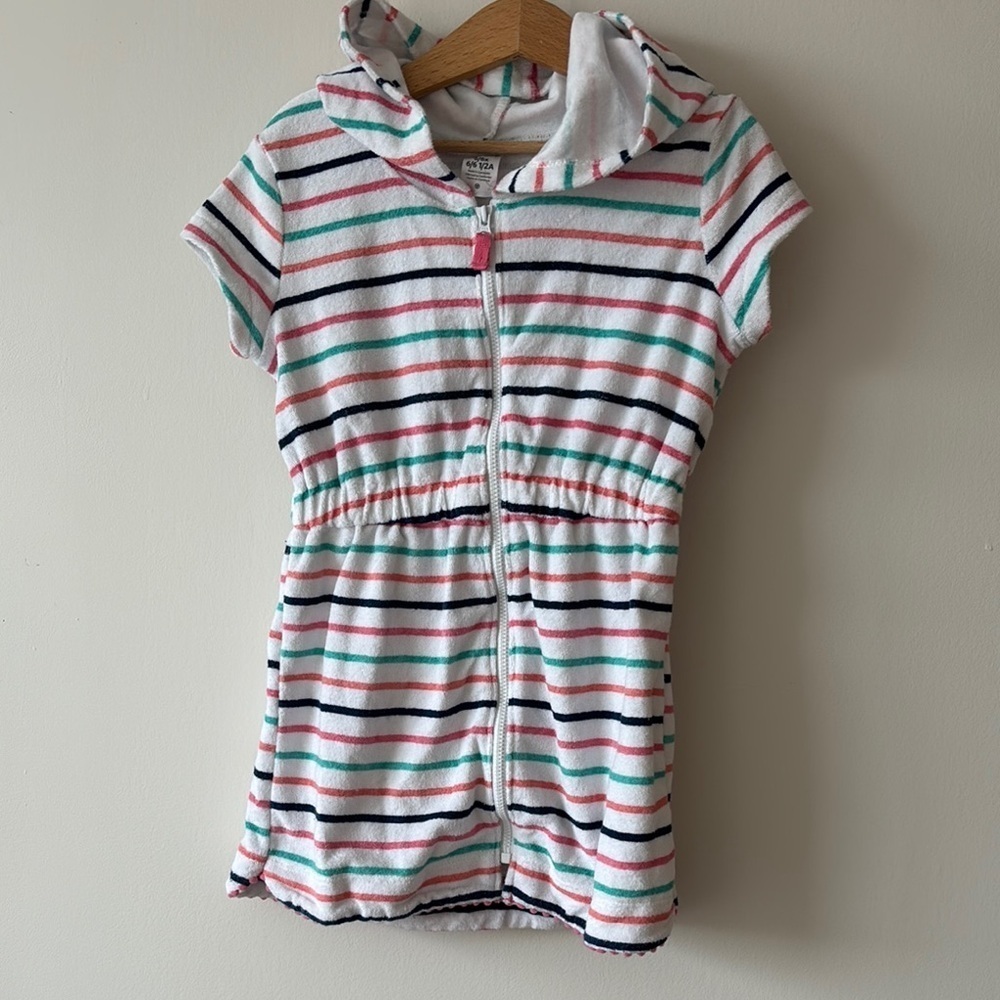 Carter's Striped Kids Swim Coverup - White, Pink, Green, Black